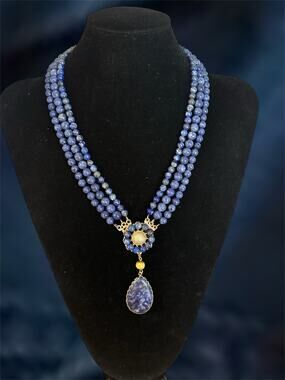 Midnight Relic Necklace Reworked Vintage Clasp Sodalite Lapis Statement Necklace
